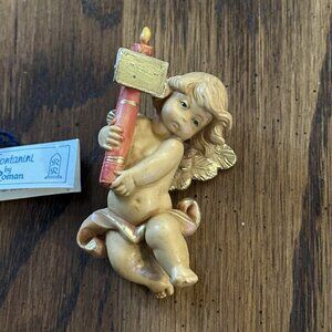 VTG Fontanini Depose Italy Cherub Putti Hanging Ornament 1985 Christmas